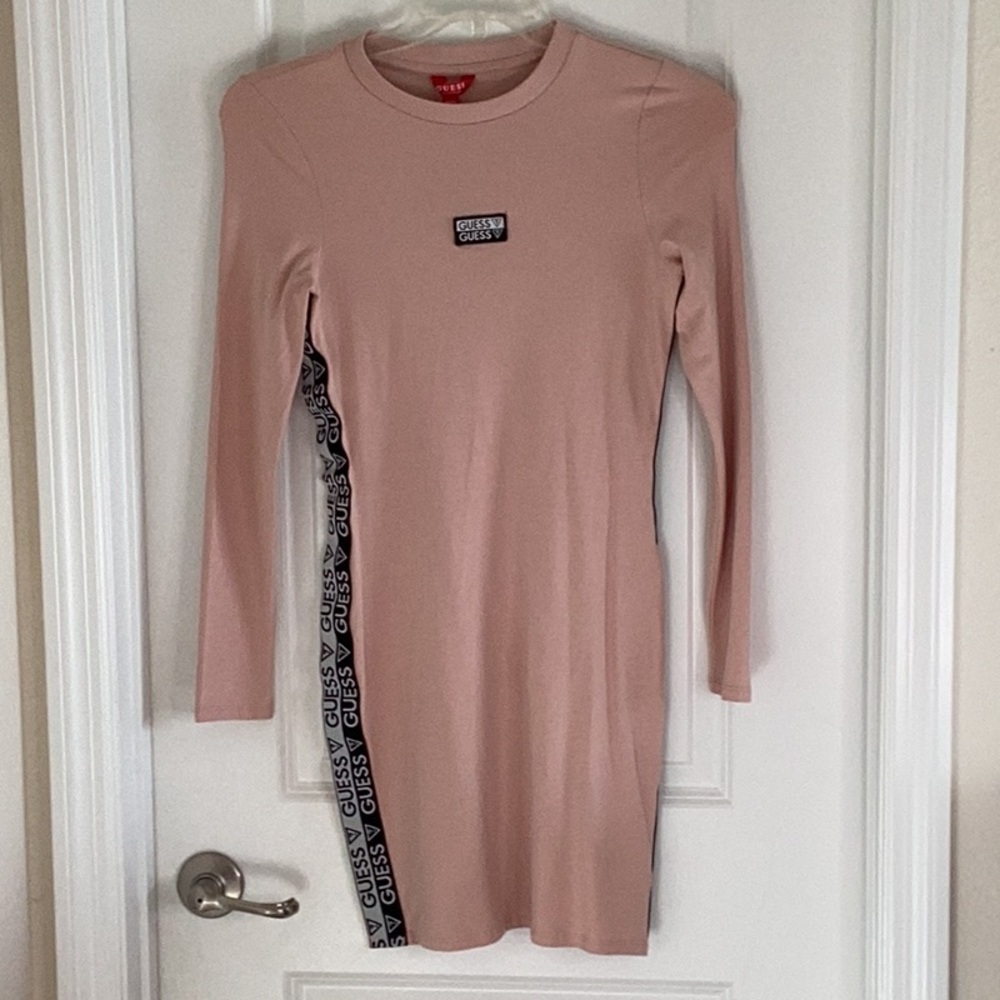 Pink Long Sleeve Dress with Side Logo